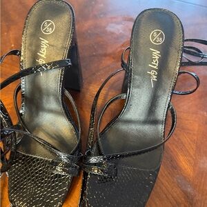 Nasty Gal Black Textured Heeled Sandals